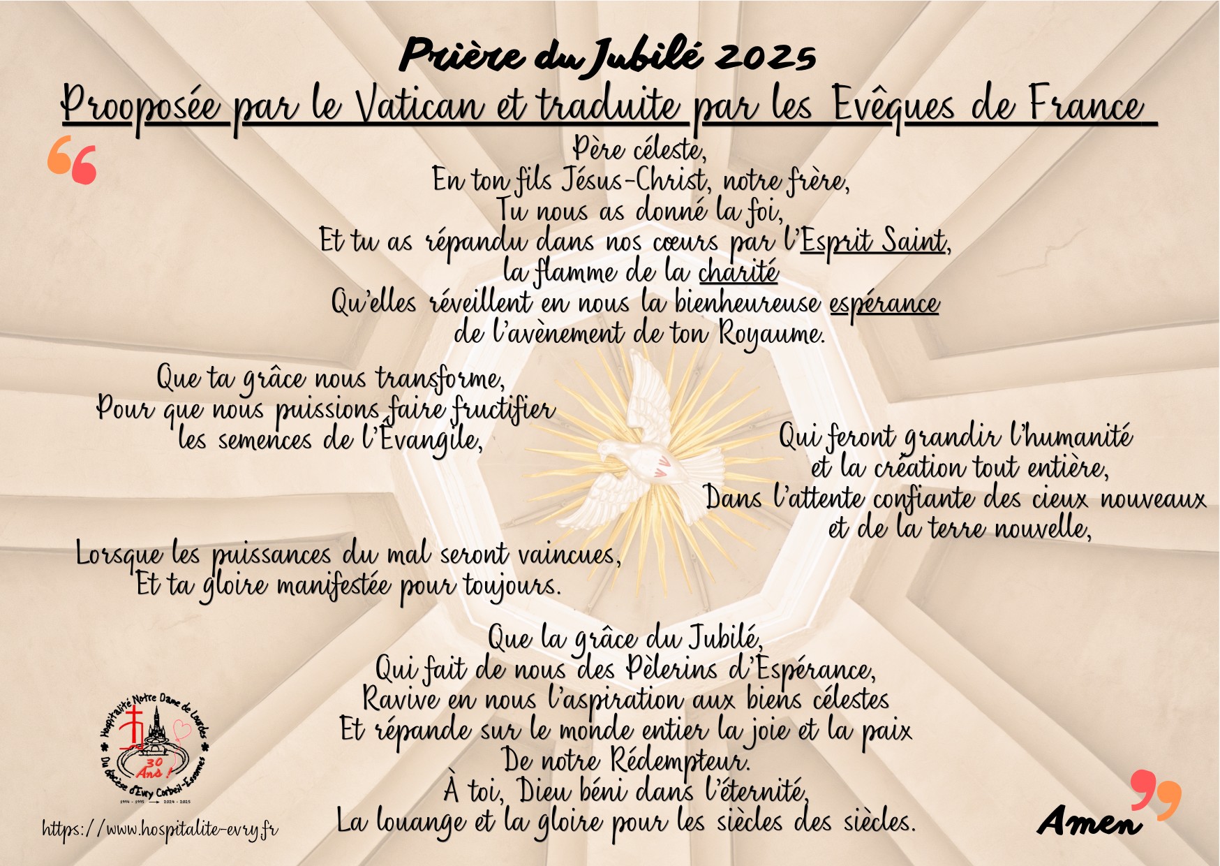 Prière du Jubilée 2025 format carte postale