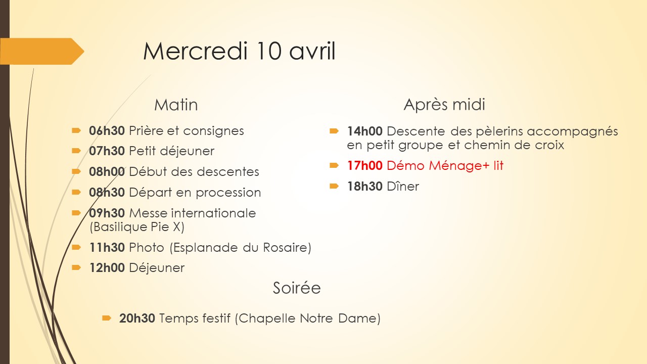 Mercredi 10 avril 2024 programme