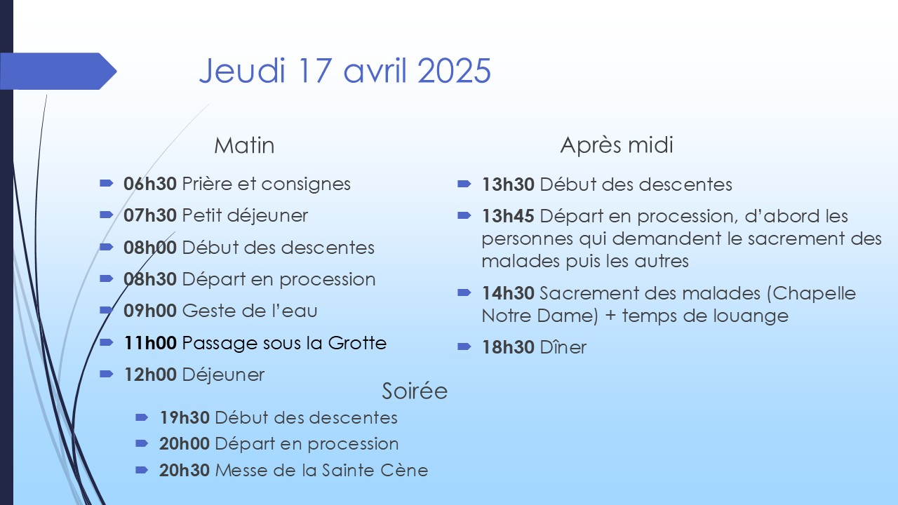 Jeudi 17 avril programme