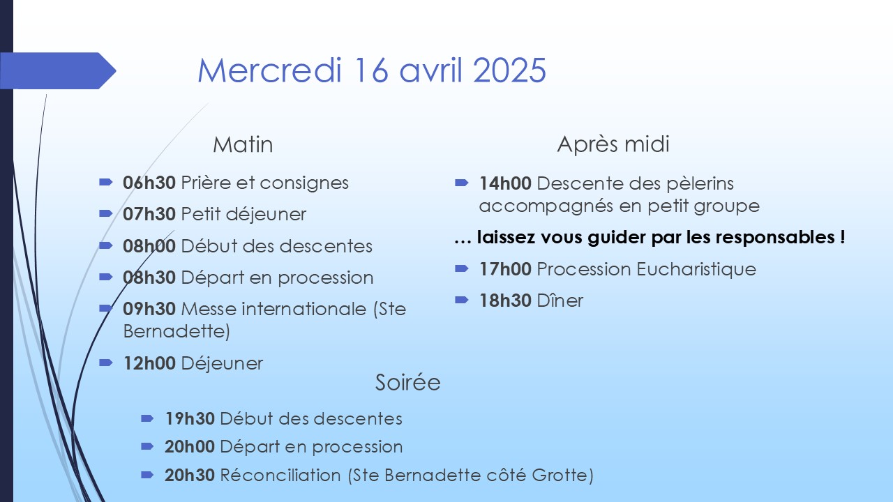 Marcredi 16 avril programme
